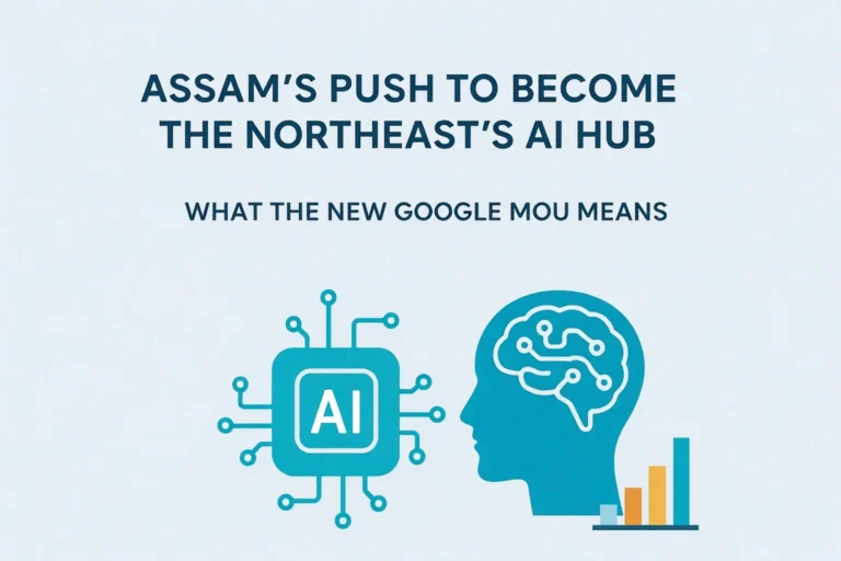 Graphic announcing Assam–Google MoU to set up AI Hub in Assam