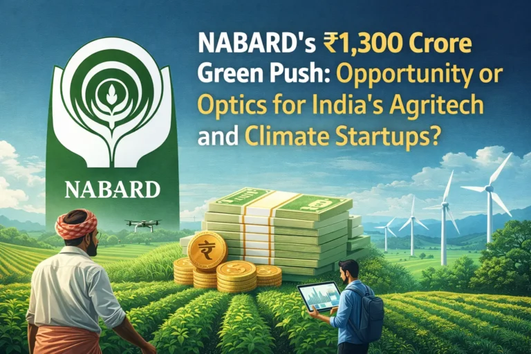 Visual representation of NABARD’s ₹1,300 crore green fund supporting agritech, climate startups, and rural innovation in India.