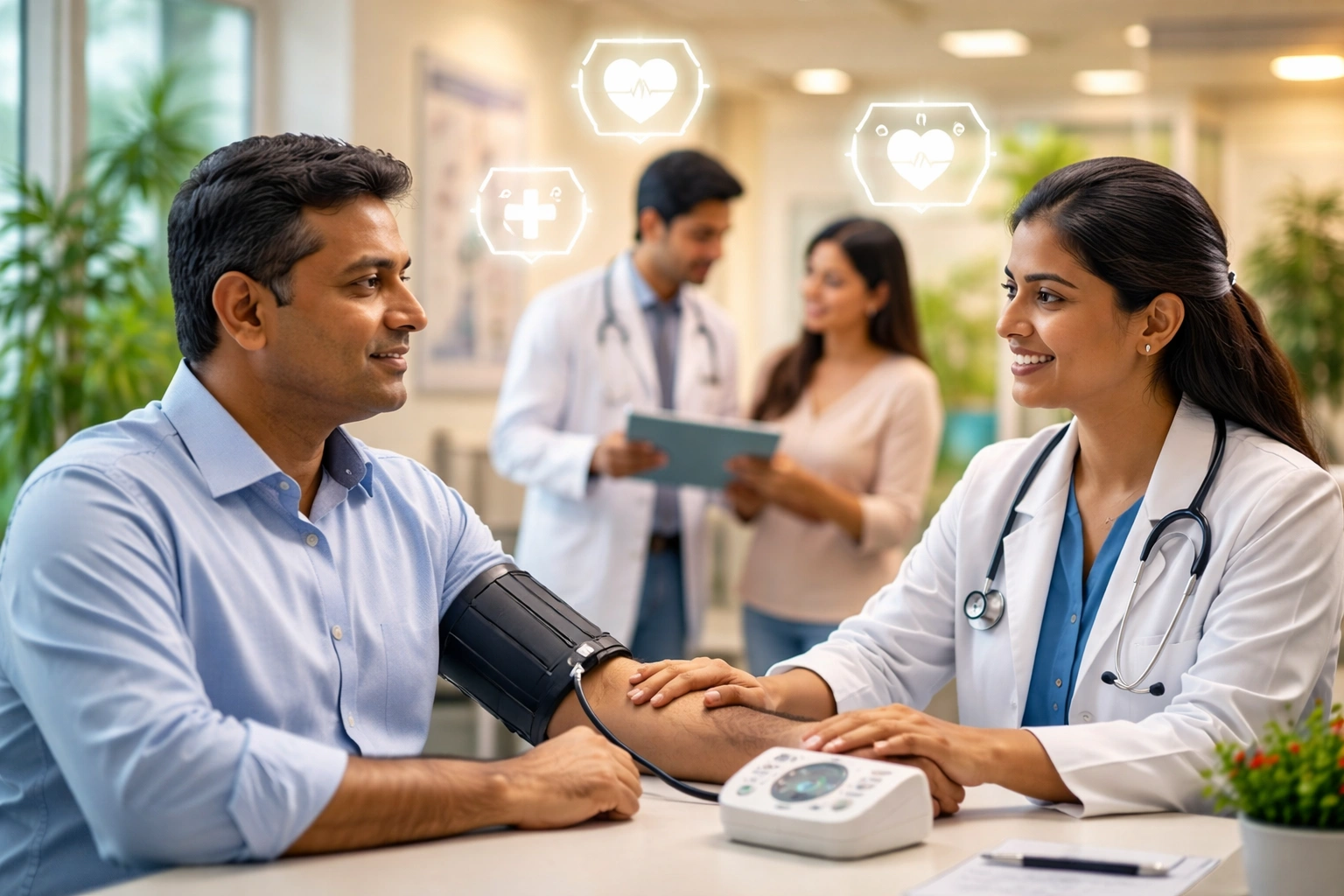 Preventive healthcare and early diagnosis in a modern Indian clinic.