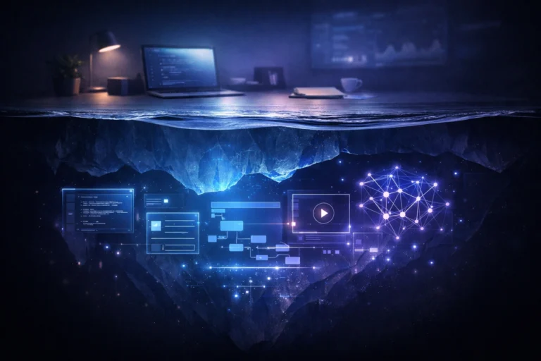 Hidden AI tools emerging beneath the surface, symbolizing lesser-known platforms shaping the future of work.