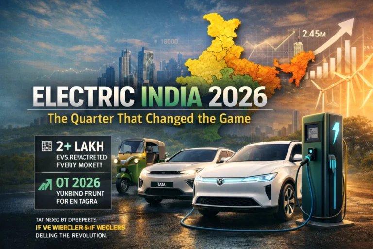 Electric vehicles in India 2026 showing EV growth trends, regional map and future mobility ecosystem