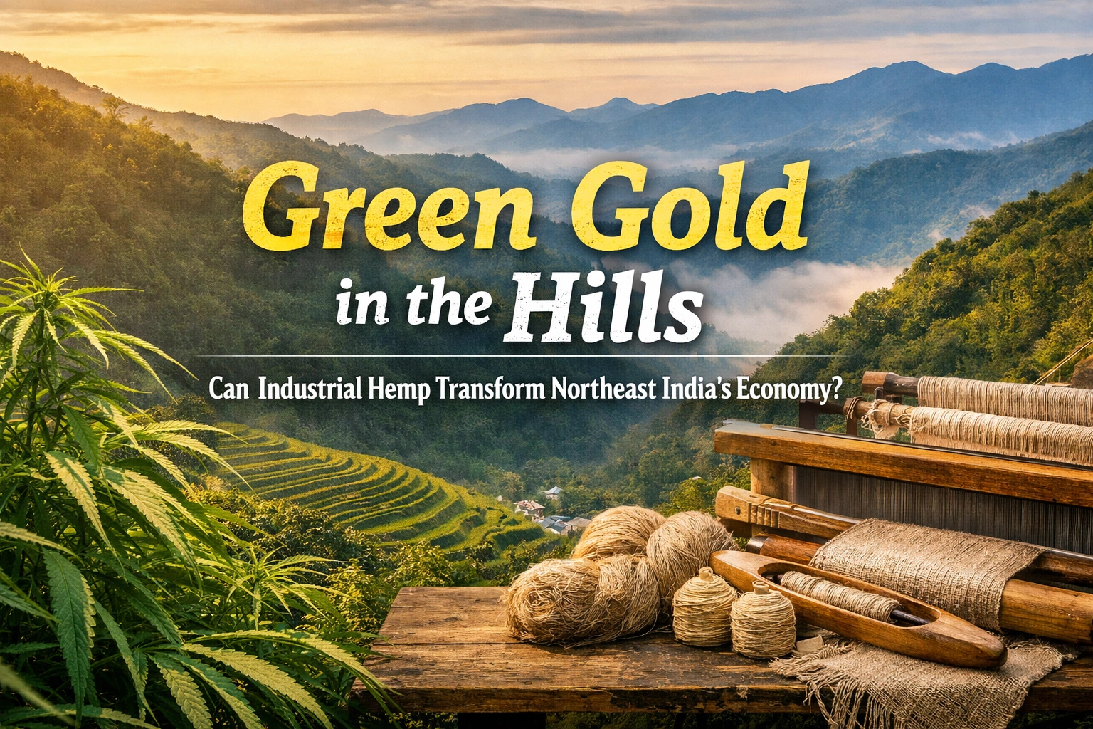 Industrial hemp cultivation and handloom weaving in Northeast India, illustrating its potential as a global sustainable textile hub.