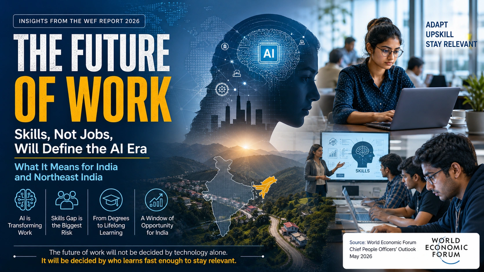 Future of work in India showing AI, skills gap and workforce transformation