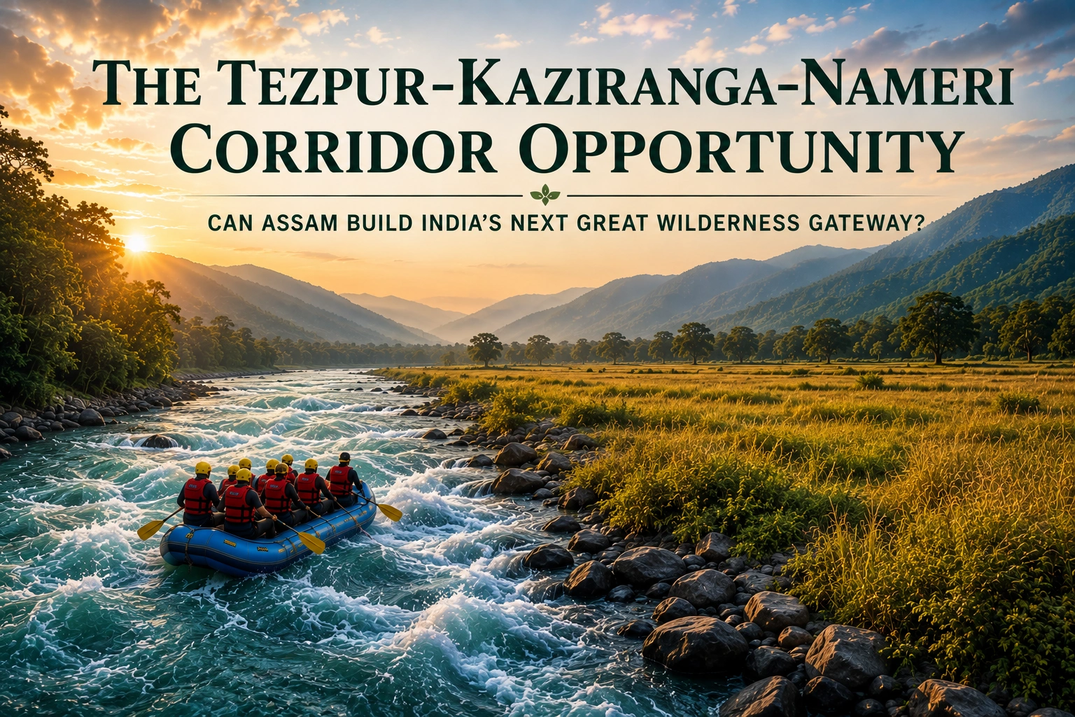 Aerial view representing the Tezpur–Kaziranga–Nameri wilderness tourism corridor in Assam