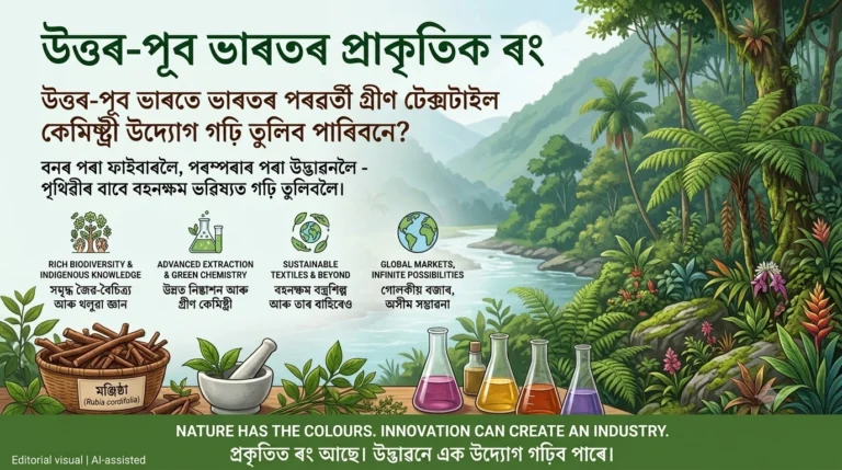 উত্তৰ-পূৰ্বাঞ্চলৰ গ্ৰীণ টেক্সটাইল কেমিষ্ট্ৰী আৰু প্ৰাকৃতিক ৰং গৱেষণাৰ এক দৃশ্যগত উপস্থাপন