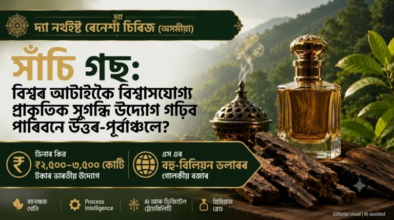সাঁচি গছ আৰু অগৰু তেল সংক্ৰান্তীয় ‘দ্য কোৱাণ্টিক’ অসমীয়া প্ৰবন্ধৰ বৈশিষ্ট্যপূৰ্ণ ছবি - The Quantiq Assamese Featured Visual