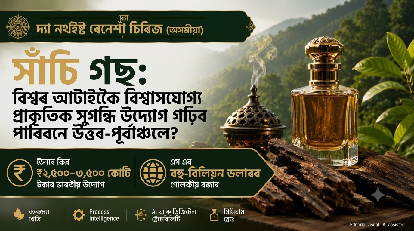 সাঁচি গছ আৰু অগৰু তেল সংক্ৰান্তীয় ‘দ্য কোৱাণ্টিক’ অসমীয়া প্ৰবন্ধৰ বৈশিষ্ট্যপূৰ্ণ ছবি - The Quantiq Assamese Featured Visual